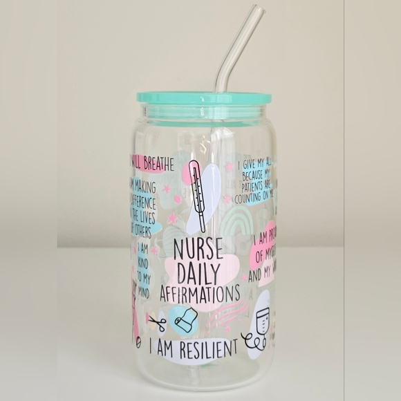 Nurse Daily Affirmation 16oz Clear Beer Can Glass Cup - Picture 1 of 5